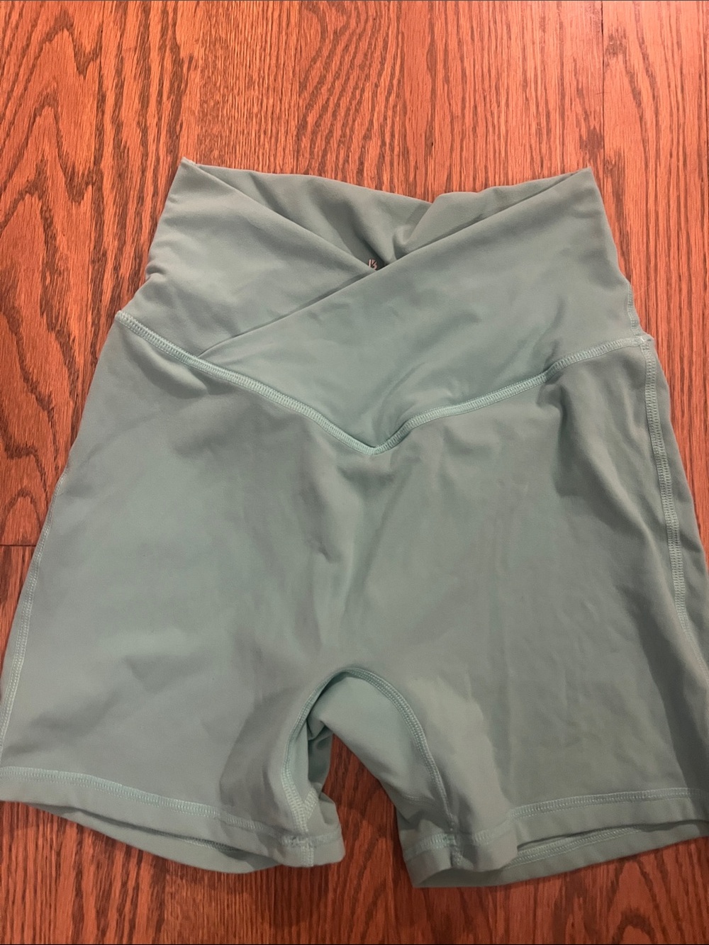 BuffBunny High-Waist crossover  Front Women’s Workout Shorts — Sage Green